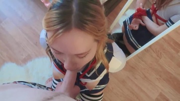 Amatőr tini ribi életében először összekötve és széttárt lábakkal seggbe rakva Thumb